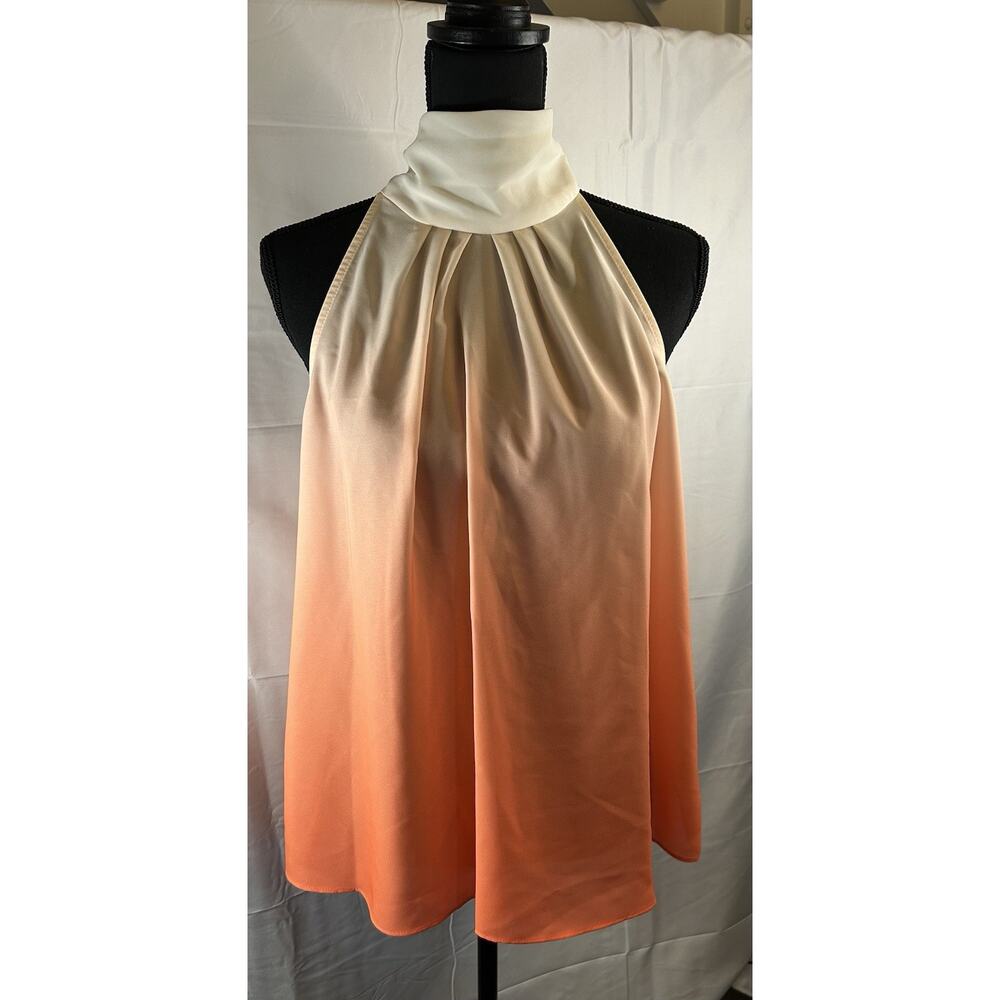 NWOT Jennifer Lopez Peach Ombré Chain Halter Chiffon Top XL